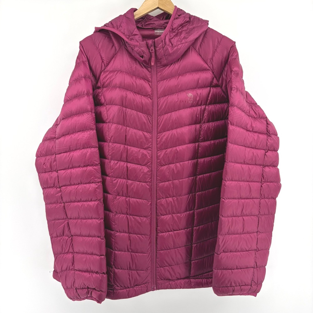 Camel Crown Womens Down Jacket XXL Magenta Magenta Hooded Puffer Z0W1U7105-1